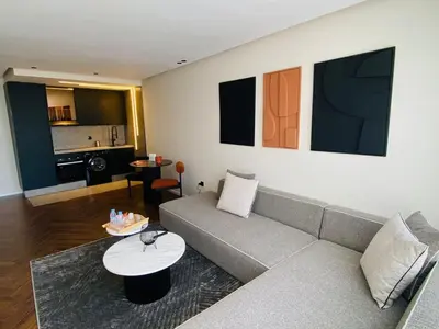 a living room with a couch and a table at spectrum studio in Casablanca
