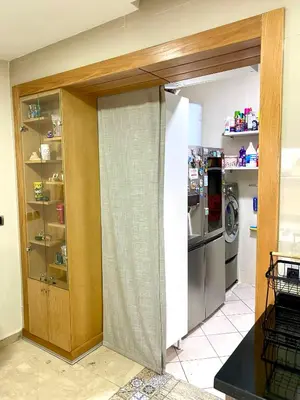 a kitchen with a sliding glass door in a room at Stunning Views & Prime Location! in Casablanca