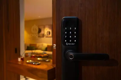 a close up of a door with a remote control at Butterfly 703 Harve de paix au Cœur de Casablanca in Casablanca