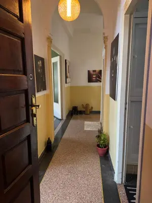 a hallway with a door and a potted plant at Le belvédère in Casablanca