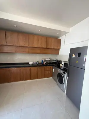 a kitchen with a refrigerator and a washing machine at Appartement central familial avec grande terrasse in Casablanca