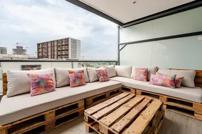 a couch sitting on top of a roof at C04 Comfort & Design Studio with Private Terrace CFC in Casablanca