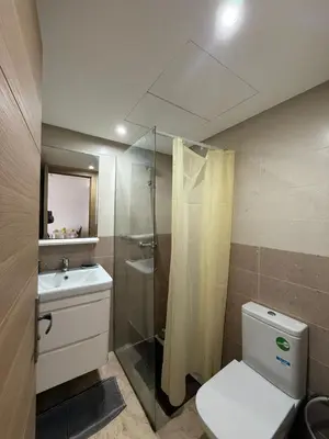 a bathroom with a shower and a toilet and a sink at Studio les princesses in Casablanca