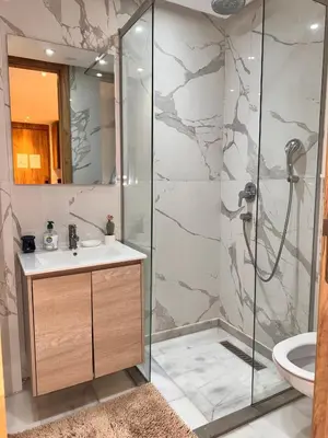a bathroom with a shower and a sink at Central 2 bedrooms in Casablanca in Casablanca