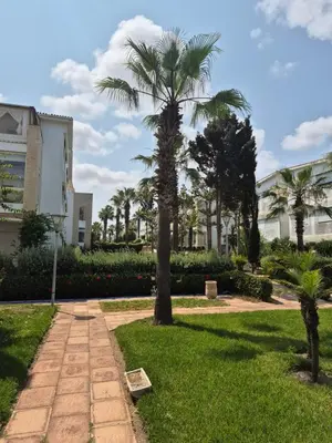 a palm tree in the middle of a park at Résidence balnéaire Les perles de Tamaris in Tamaris