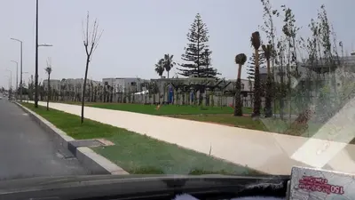 a view of a skate park from a car at Apartment with sea view in El Harhoura