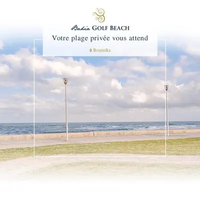 a picture of the beach with the words get back youre pledge praise youriant at Bahia Golf Beach Odyssée Appt Familial Bord De Mer in Bouznika