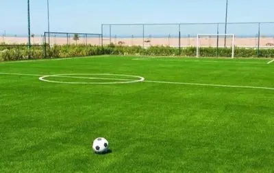 a soccer ball sitting on a soccer field at Studio Seaside Resort Casablanca in Dar Hamida