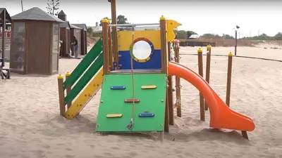 a playground in the sand with a slide at Cosy Studio Sea View in Casablanca in Tamaris