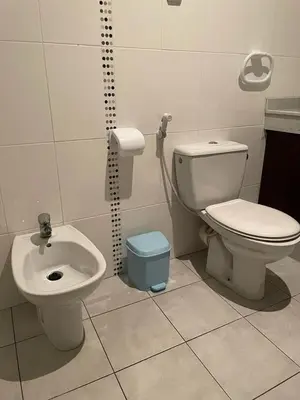 a bathroom with a toilet and a bidet at Skhirat Beach Appartement in Skhirat