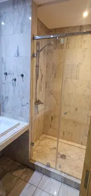 a shower with a glass door in a bathroom at Casablanca in Casablanca