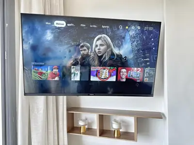 a flat screen tv hanging on a wall at Ocean Dream in Casablanca