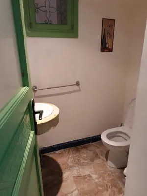 a bathroom with a toilet and a sink at Green house in Sidi Yahia az Zaʼer