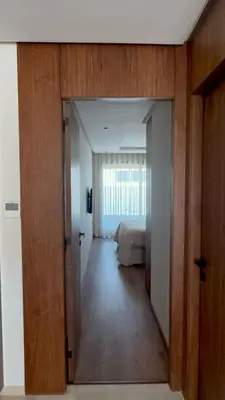 an open door to a bedroom with a bed at Oasis view in Casablanca