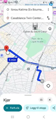 a screenshot of a google map with a marker at Appartement cosy près Abdelmoumen Maarif in Casablanca