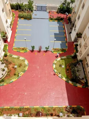 an aerial view of a courtyard in a building at Apartment with terrace breathtaking ocean views in Rabat