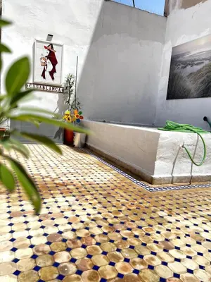 a room with a checkered floor and a wall at Dar EL BAHIA - Spacious flat with large Terrace in Casablanca