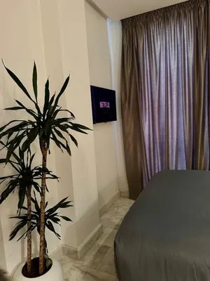 a bedroom with a potted plant next to a bed at Studio chic Palmier in Casablanca