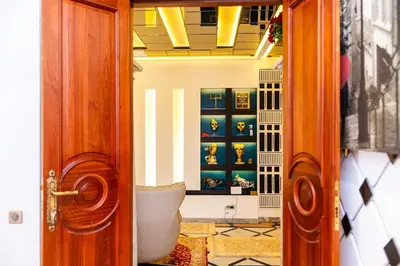 a bathroom with a toilet in a room at Anfa Studio Sea View in Casablanca