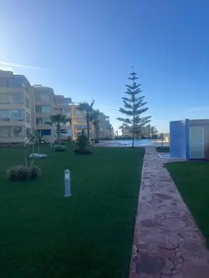 a lawn in front of a building with a tree at Evazion in O Ben Slimane