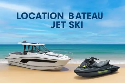 a boat and a jet ski on the beach at Lux apartment, wifi, Netflix, parking in Casablanca