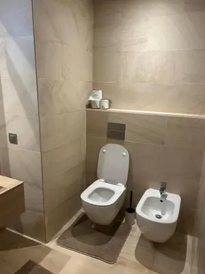 a bathroom with a toilet and a bidet at My Cosy Place Luxury 2BR Apartment CasaFinanceCity in Casablanca