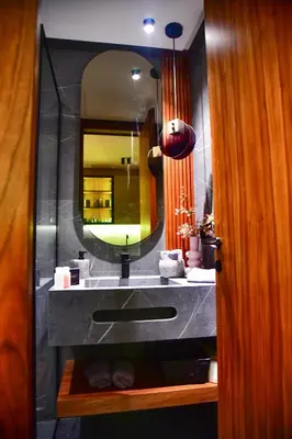 a bathroom with a sink and a mirror at Le Sublime in Casablanca