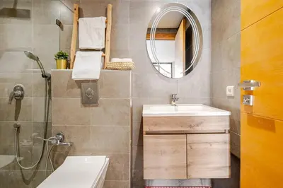 a bathroom with a sink and a mirror at 1- Bourgogne City Escape in Casablanca