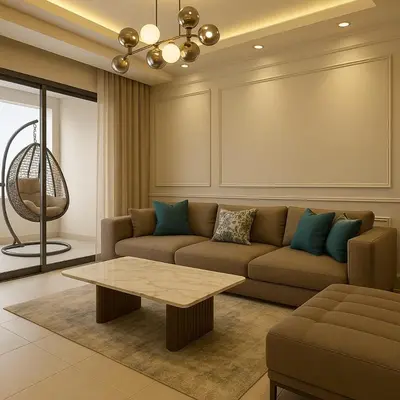 a living room with a couch and a table at Margueri House in Mohammedia