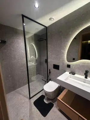 a bathroom with a shower and a toilet and a sink at Modern studio in Casablanca in Casablanca