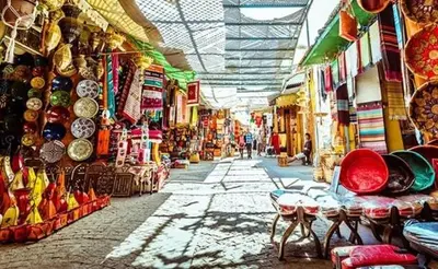 a market filled with lots of different types of shops at downtown rabat luxury in Rabat