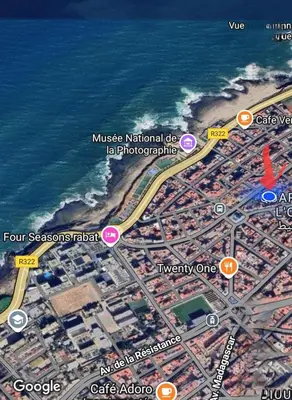 a map of a city and the ocean at downtown rabat luxury in Rabat