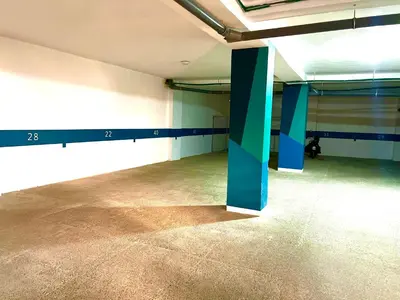 an empty room with blue columns in a building at Studio Neuf à Roches Noires près de Casa Voyageurs et Casa Port in Casablanca
