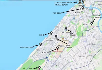 a map of the marina trap system at majorelle luxury in Rabat