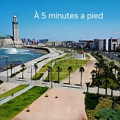 a minutes a pic of a city at Appartement vue sur le phare in Casablanca