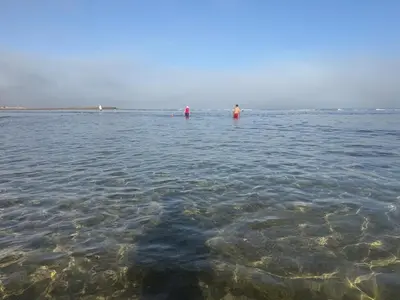 two people are standing in the water at Modern appt with pool and easy access to beach in Skhirat