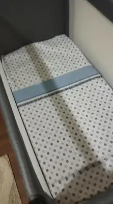 a metal mattress with a blue stripe on it at Seaside 3 bedrooms apartment in Mansouria near Sablette Beach Mohammadia in Pont Blondin