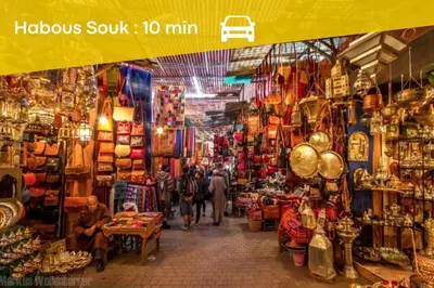 a market with people walking through a market with shops at Luxury central Apartment - 3BR - Flipper - Parking in Casablanca
