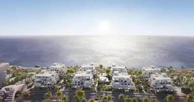 an aerial view of a resort near the ocean at L' Evasion BLeu au Carroussel in Rabat