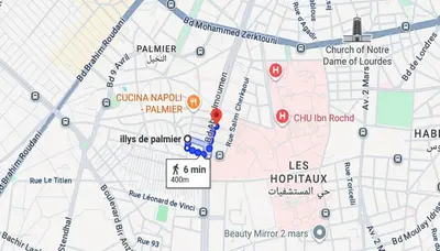 a map of london with a blue spot on it at Cozy & Bright, Free Parking, Tram in Casablanca
