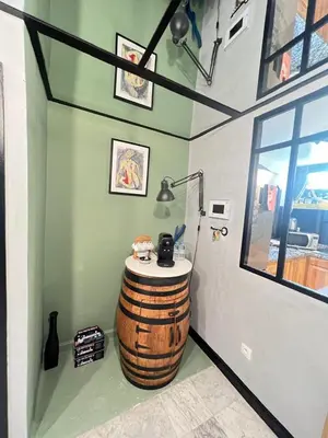 a bathroom with a barrel sink in a room at stay in villa casablanca in Casablanca