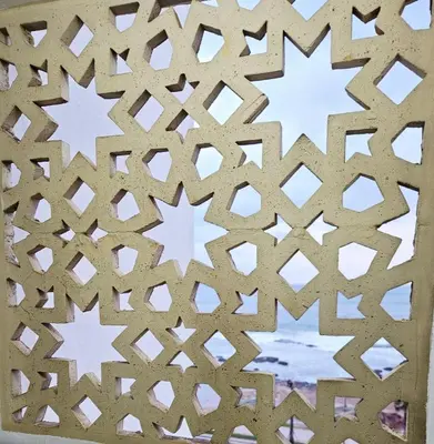 a close up of a lattice pattern on a wall at Sunset Ocean View in Rabat