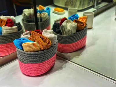 a group of baskets filled with different types of shoes at Studio Premium à Agdal , Confort et emplacement in Rabat