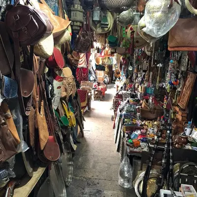 a store filled with lots of bags and other items at 3BR Authentic Apartment in the heart of Casablanca in Casablanca