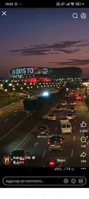 a view of a highway with traffic at night at Wifak temara in Temara