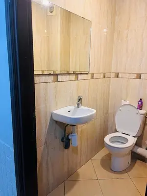 a bathroom with a toilet and a sink at 2 bedroom apartment with breakfast included in Casablanca