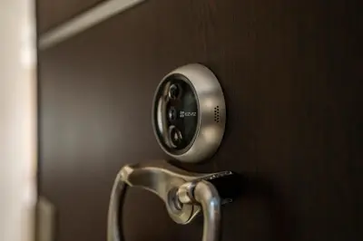 a close up of a door with a metal handle at Casablanca Panorama Apartment in Casablanca