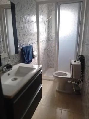 a bathroom with a sink and a toilet and a shower at Joli appartement bien équipé-Casablanca in Casablanca