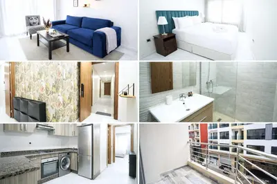 a collage of photos of a hotel room at Studio Paisible aux Hopitaux Wifi & Parking in Casablanca