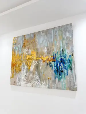 a painting hanging on a wall at Charming 3 bedroom with pool in the building in Casablanca